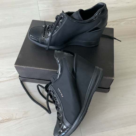 Prada Linea Rossa Black Wedge Shoes